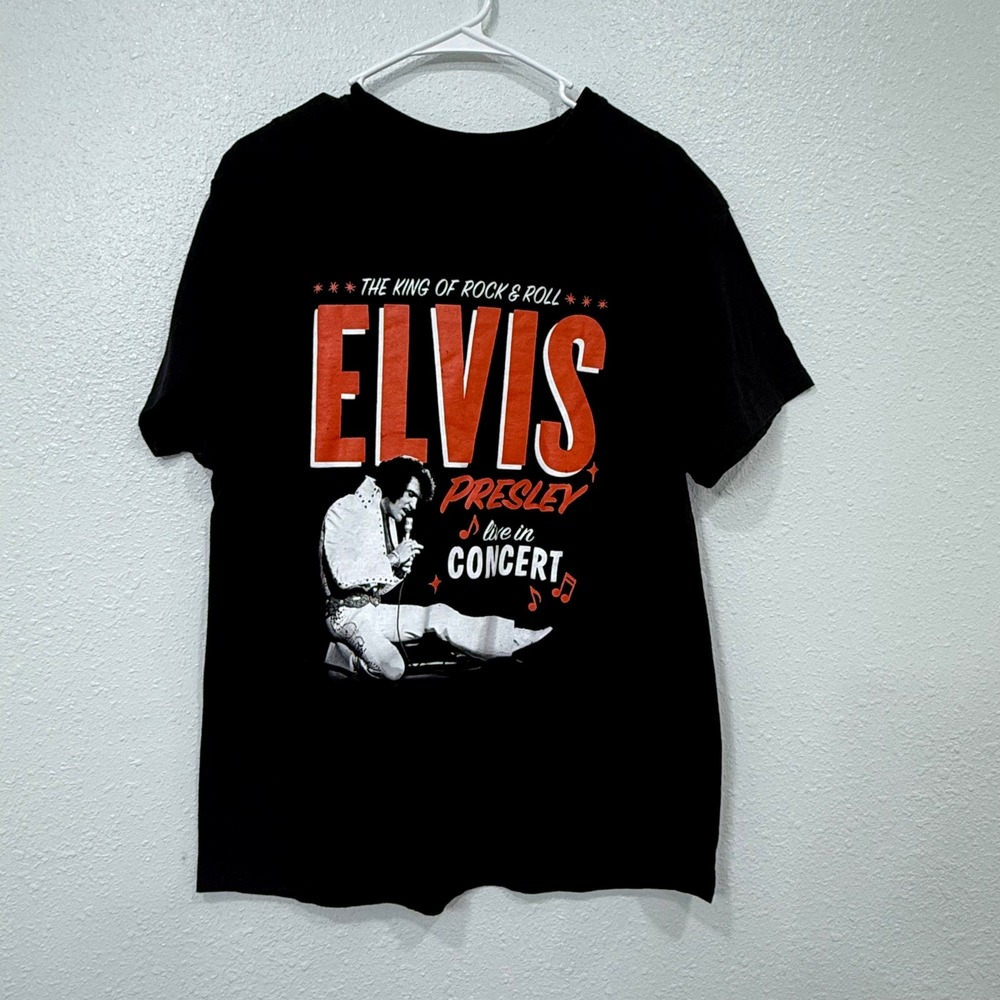 Elvis Presley The King of‎ Rock & Roll Live in Concert Graphic T-Shirt Black L